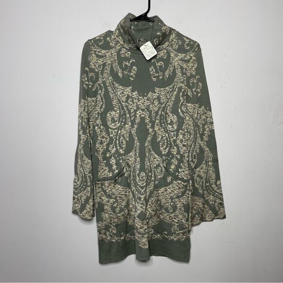 NEW Free People Mock Neck Paisley Long Sleeve Sweater Dress Size XS - Picture 1 of 4